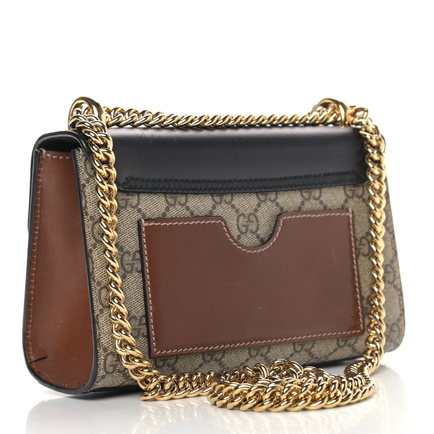 Gucci GG Supreme Monogram Calfskin Small Padlock Shoulder Bag Beige Black Cuir 3 of 18
