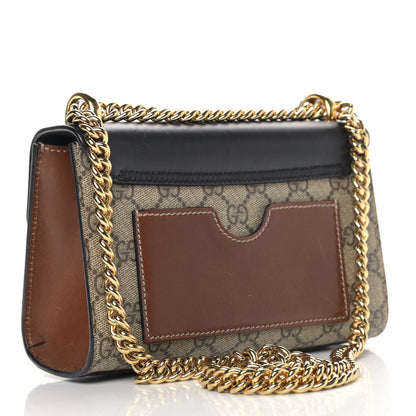 Gucci GG Supreme Monogram Calfskin Small Padlock Shoulder Bag Beige Black Cuir 3 of 18