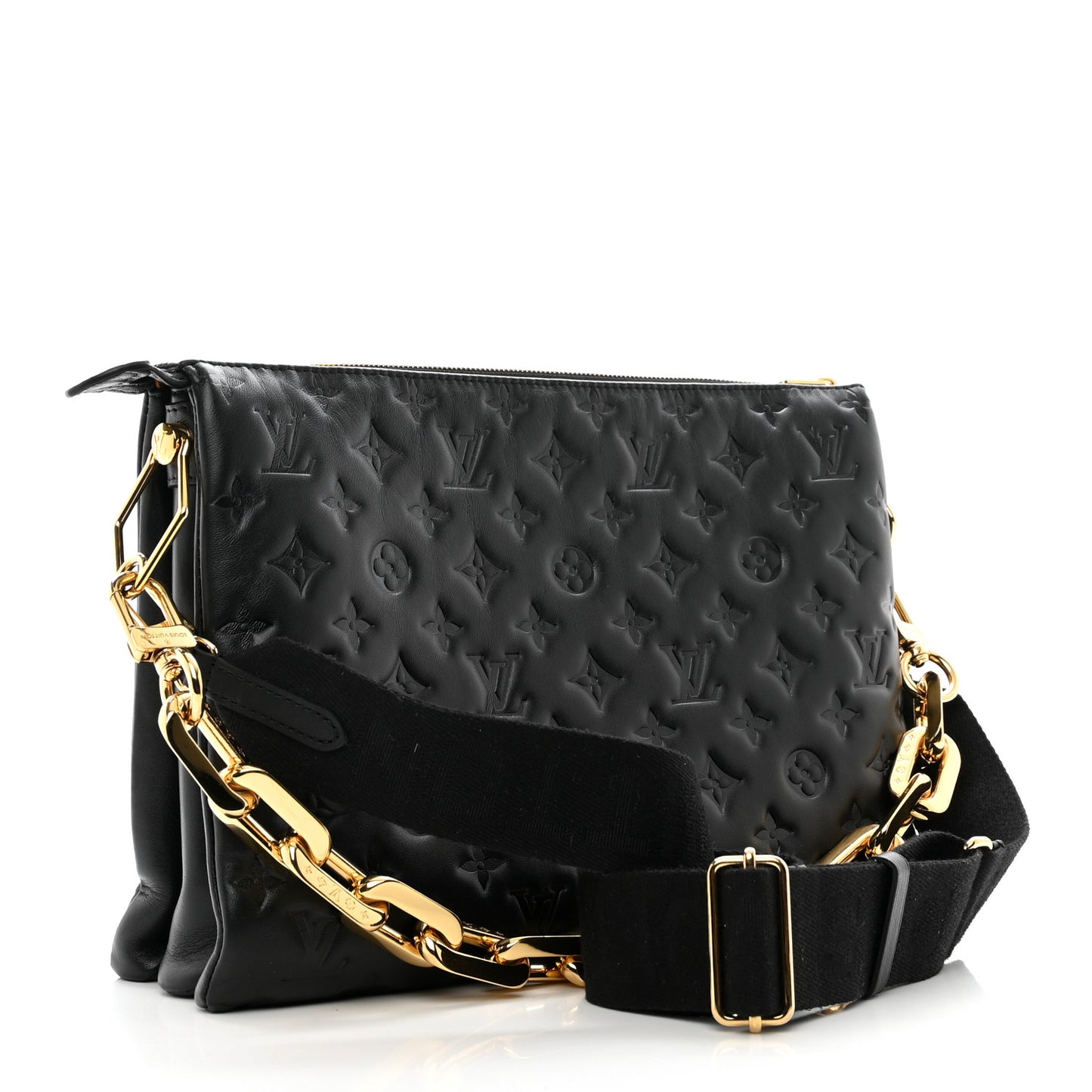 Lambskin Embossed Monogram Coussin MM Black