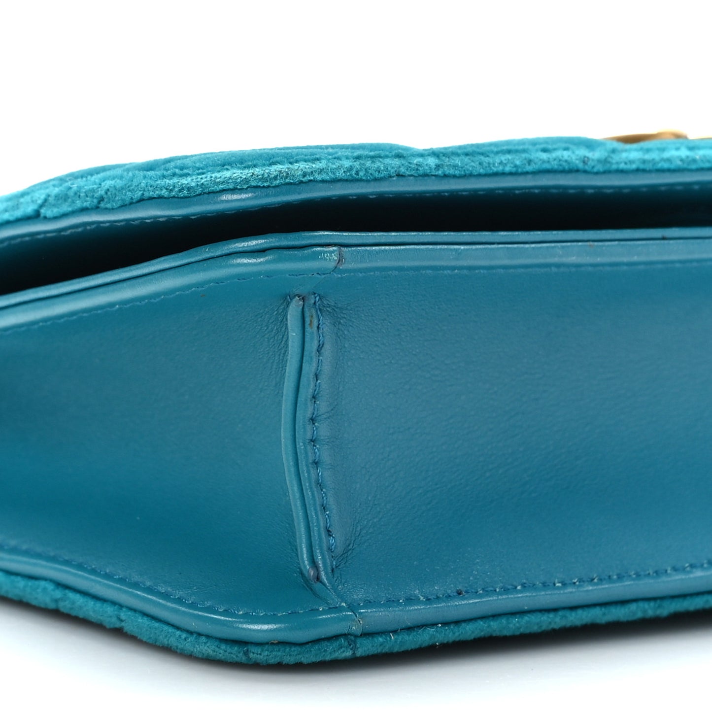 Velvet Matelasse GG Marmont Mini Bag Pavone Cyan