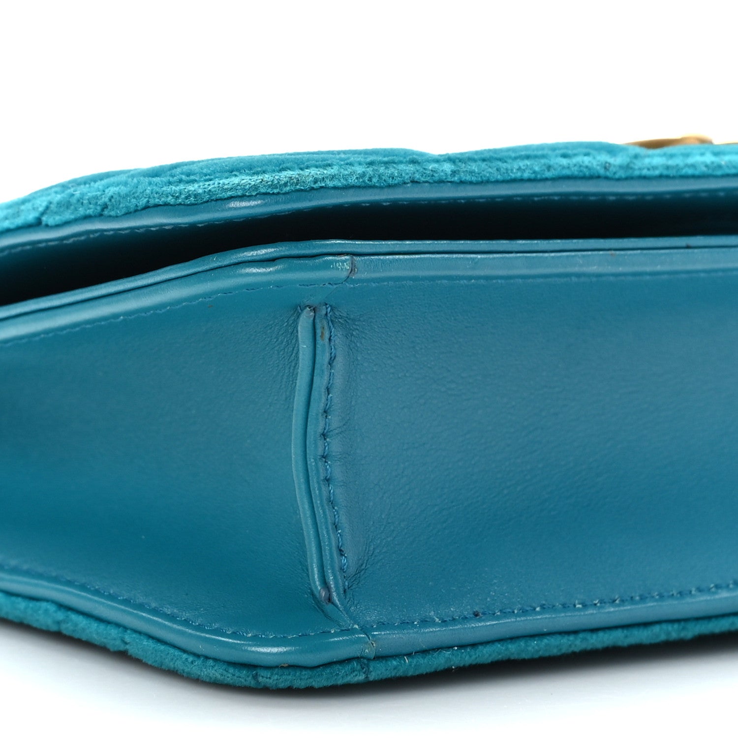 Gucci Velvet Matelasse GG Marmont Mini Bag Pavone Cyan 7 of 9