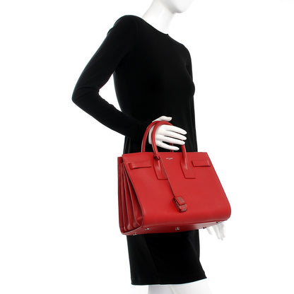 Saint Laurent Calfskin Studded Small Sac de Jour Carryall Red 3 of 14