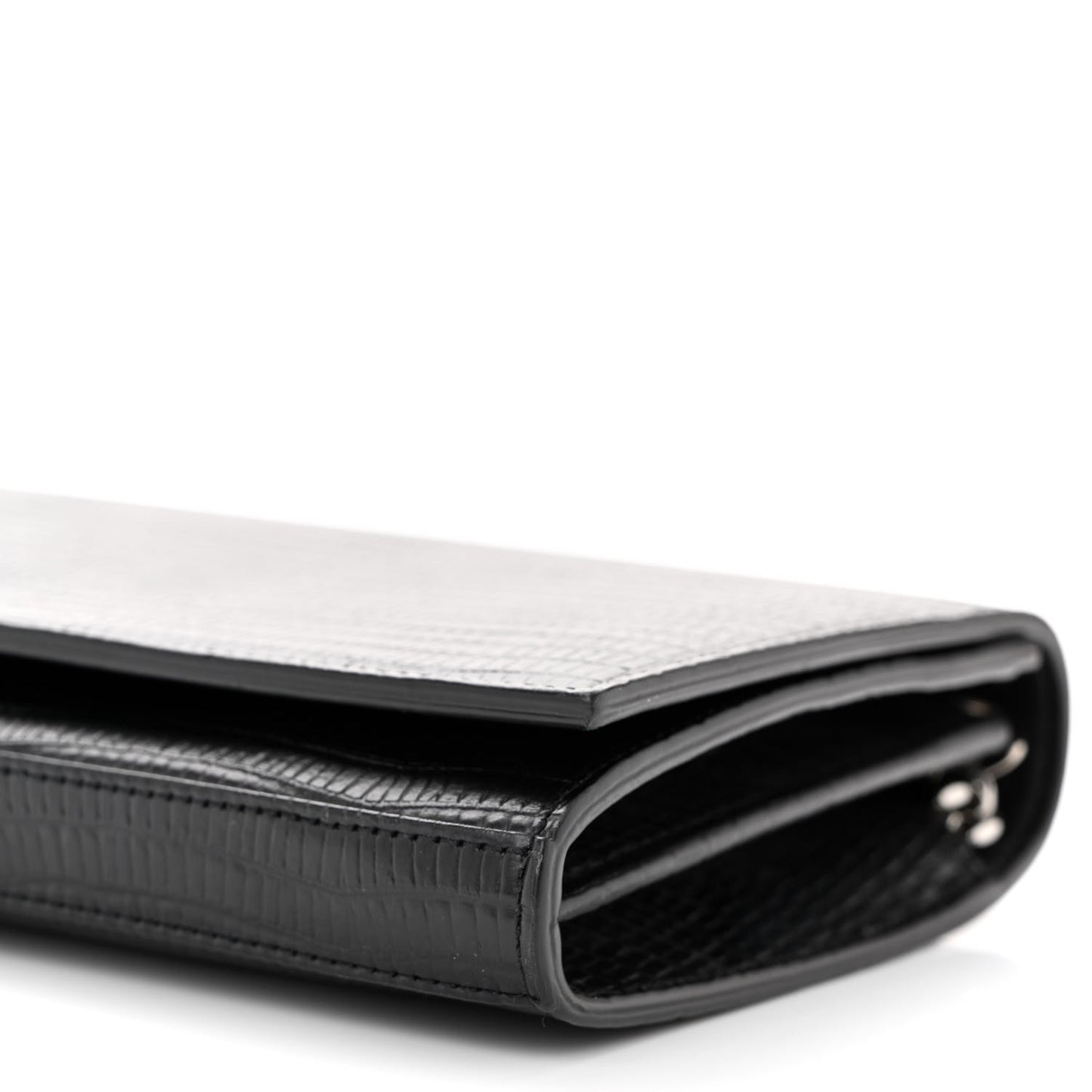 Lambskin Lizard Embossed Classic Paris Chain Wallet Black