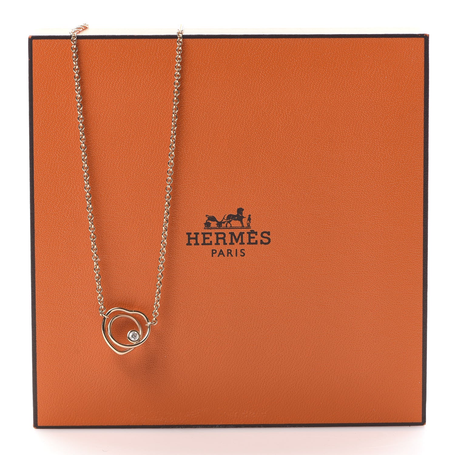 Hermes 18K Rose Gold Diamond TPM Vertige Coeur Necklace ST 7 of 7