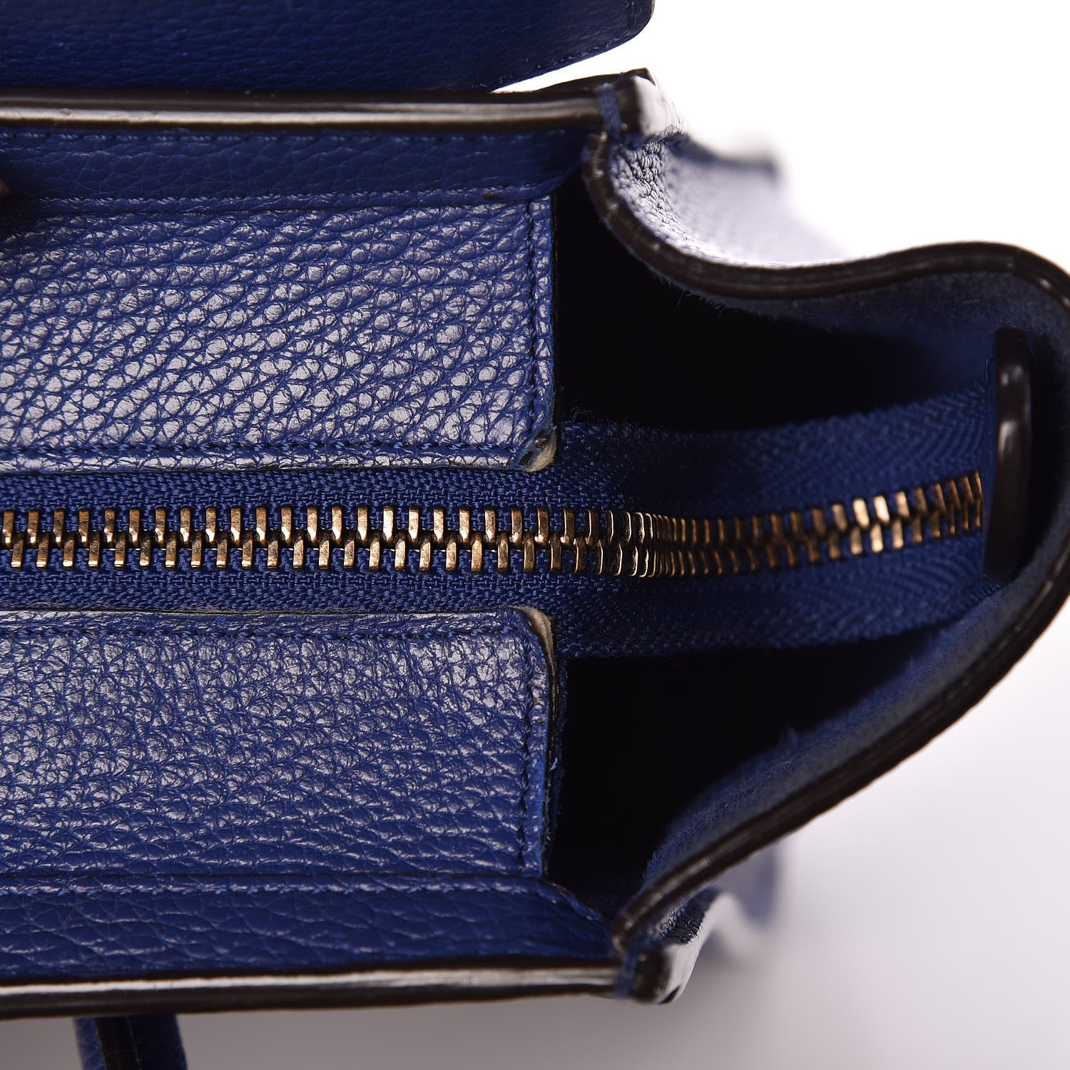 Celine Drummed Calfskin Nano Luggage Indigo 16 of 19