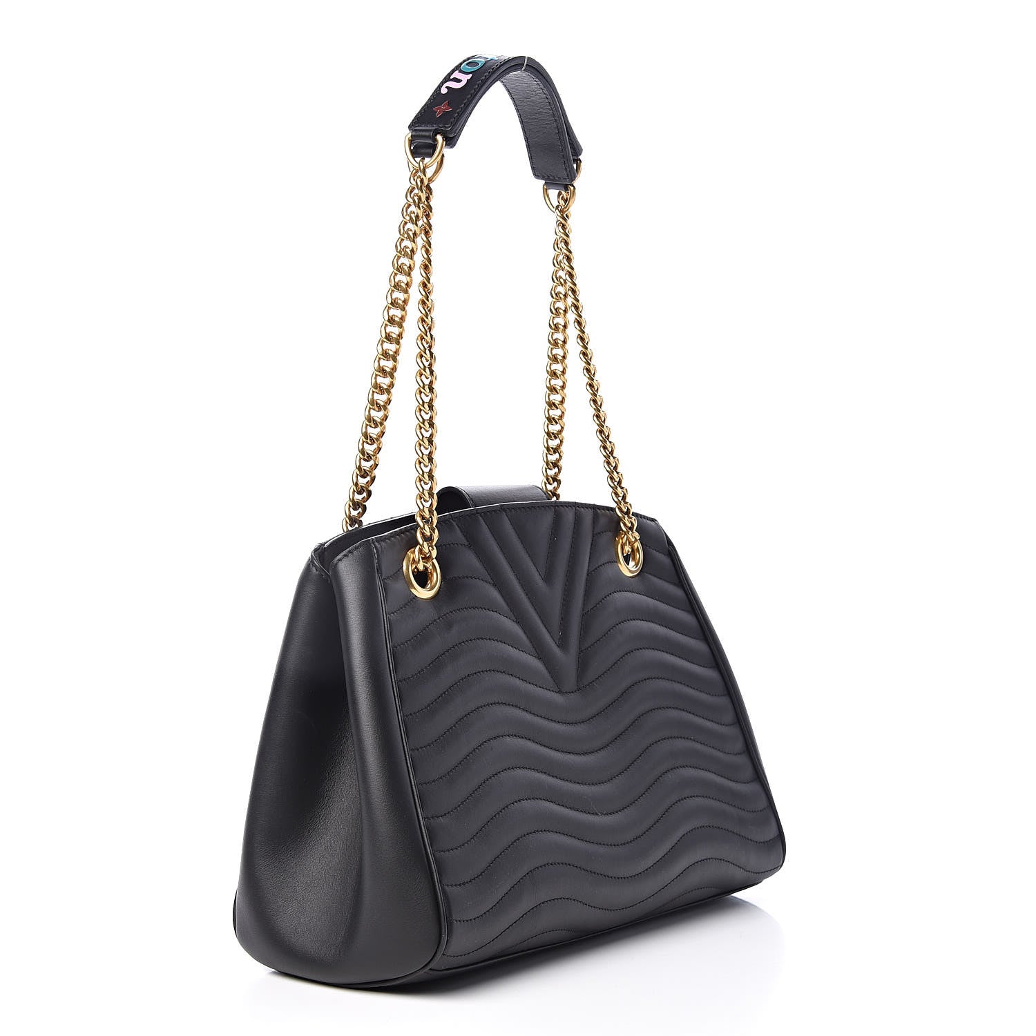 Louis Vuitton Calfskin New Wave Chain Tote Black 3 of 12
