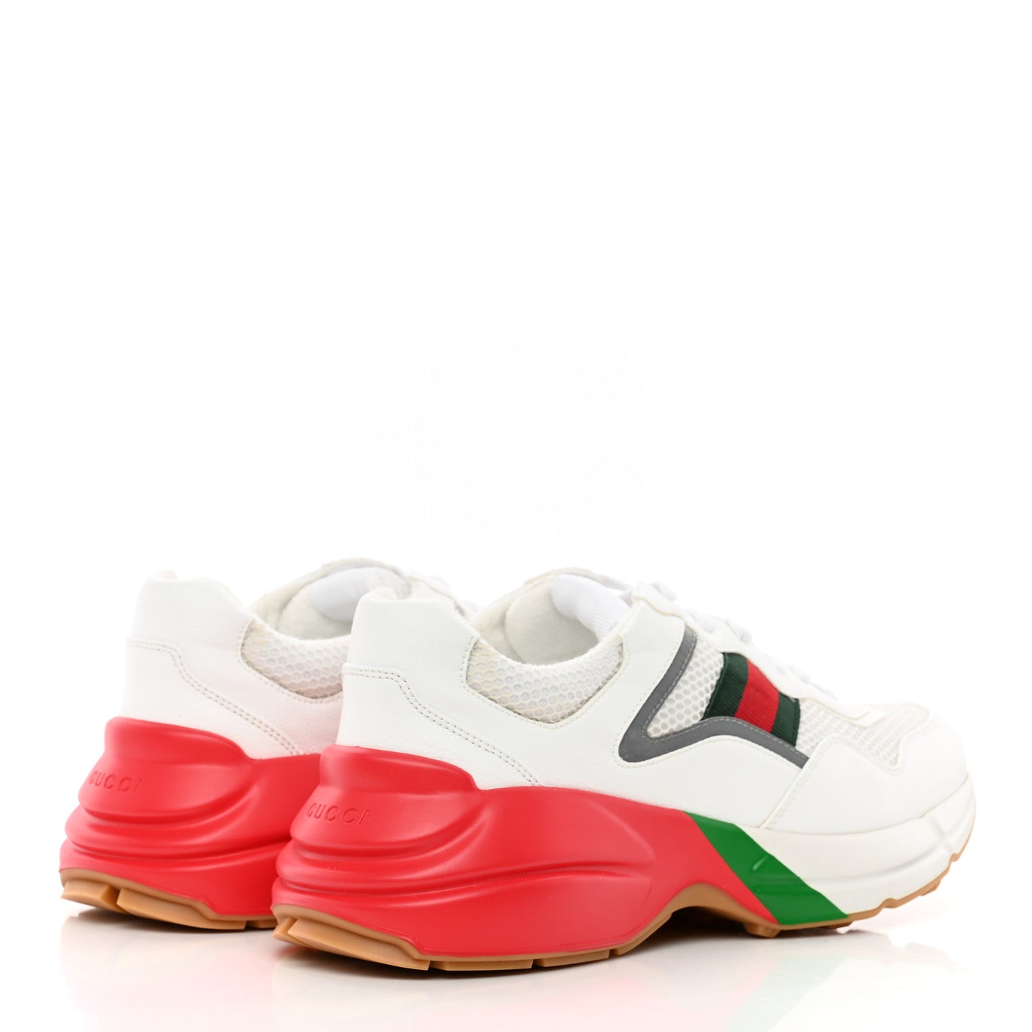 Lavaredo Eco Fabric Mesh Web Mens Rhyton Reflective Sneakers 8 Great White Green Red Silver