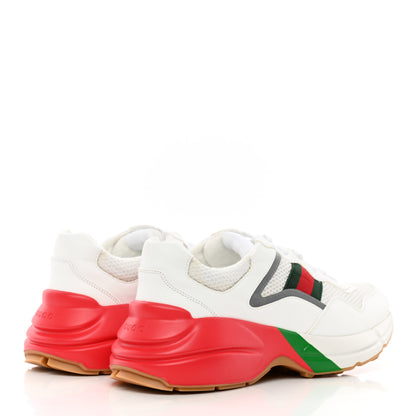 Gucci Lavaredo Eco Fabric Mesh Web Mens Rhyton Reflective Sneakers 8 Great White Green Red Silver 4 of 15