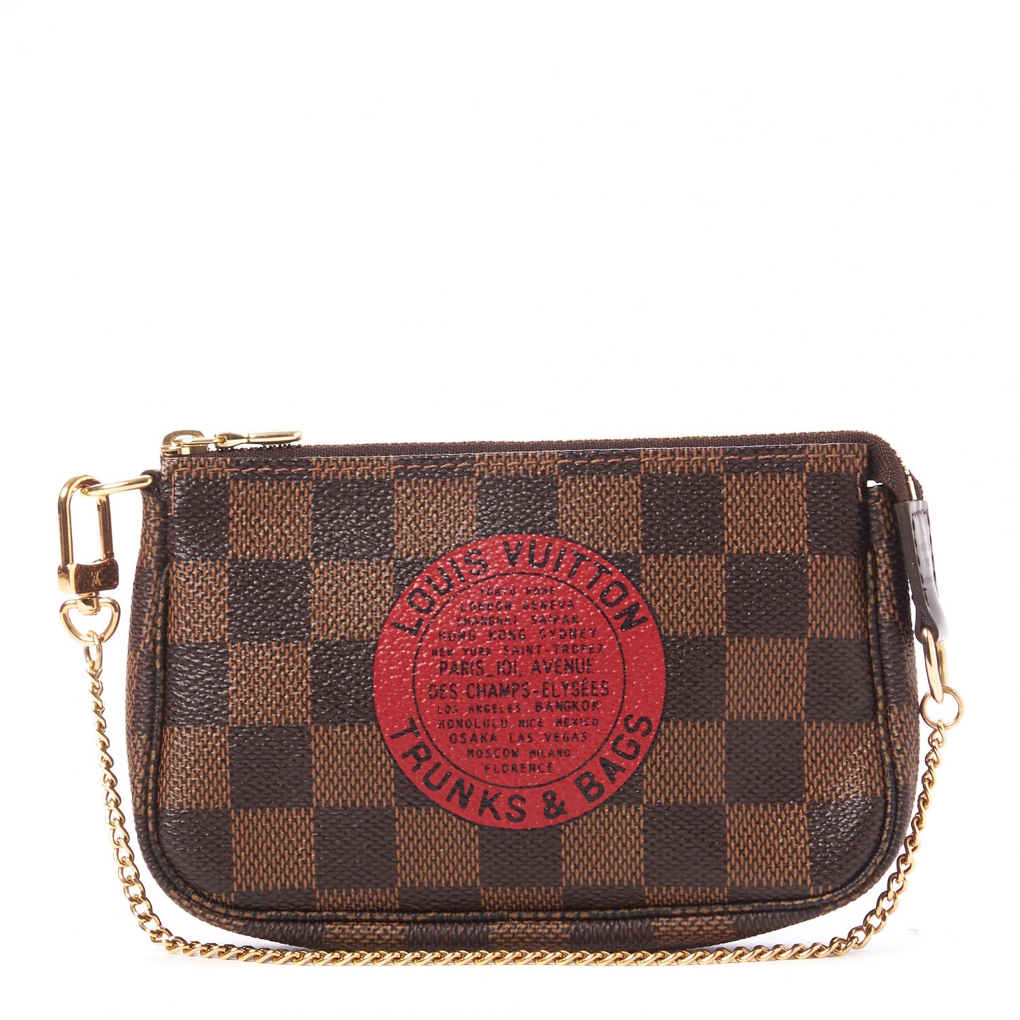 Damier Ebene Complice Trunks and Bags Mini Pochette Accessories Red