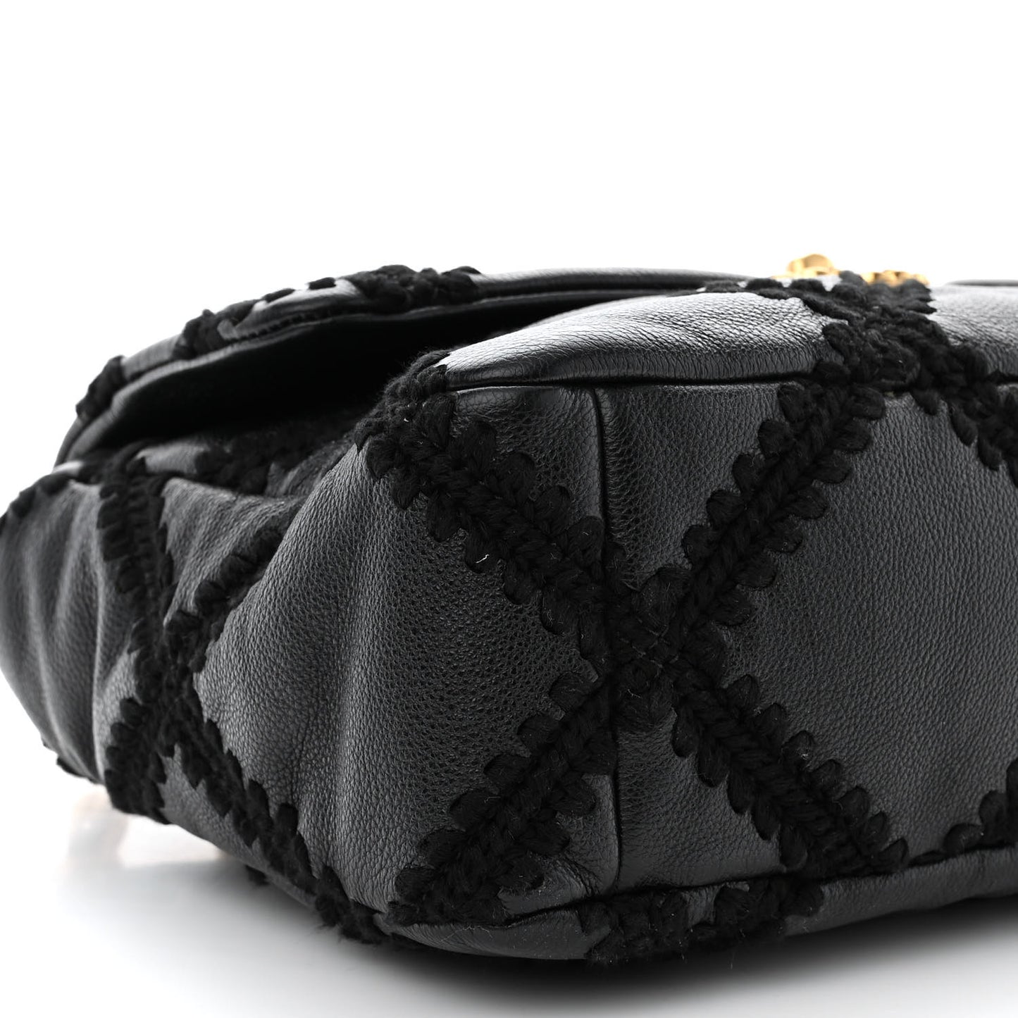 Calfskin Crochet Large Chanel 19 Flap Black