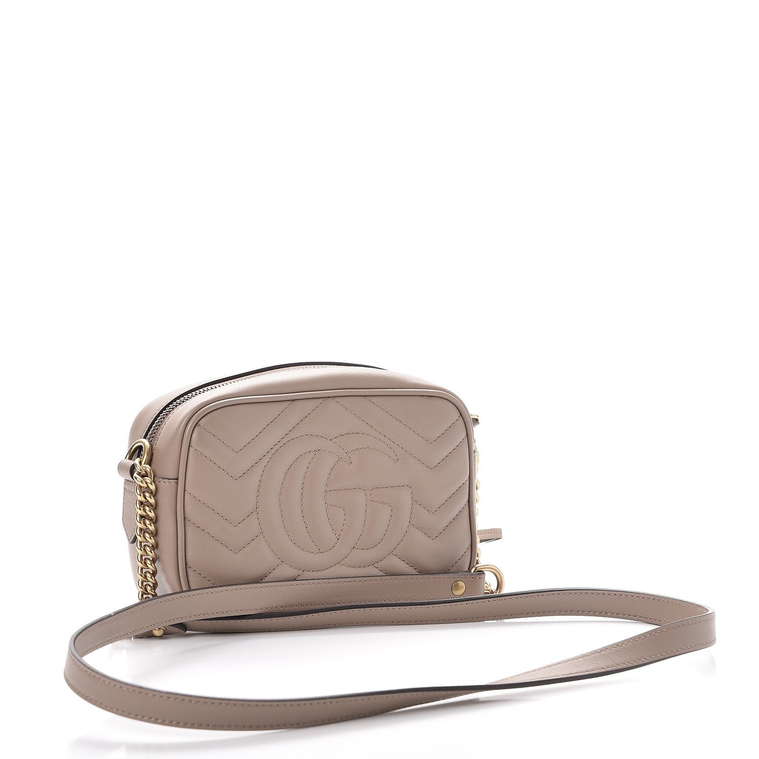 Gucci Calfskin Matelasse Mini GG Marmont Chain Shoulder Bag Nude 3 of 7