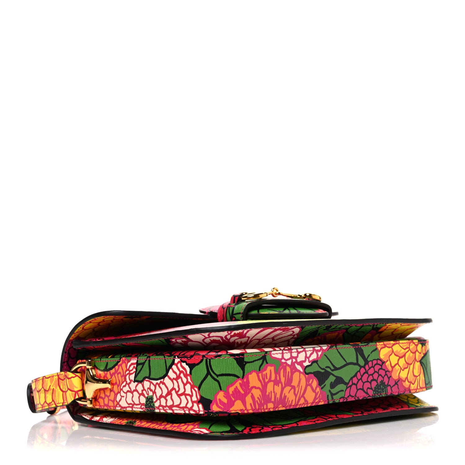 Gucci X KEN SCOTT New Shangai Calfskin Pomponica Print Horsebit 1955 Shoulder Bag Multicolor Fuxia Pompon 3 of 9
