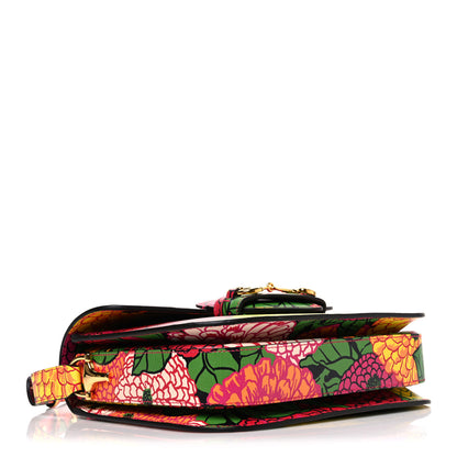 Gucci X KEN SCOTT New Shangai Calfskin Pomponica Print Horsebit 1955 Shoulder Bag Multicolor Fuxia Pompon 3 of 9