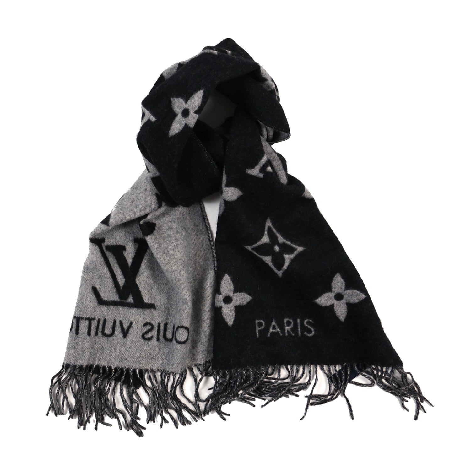 Louis Vuitton Cashmere Monogram Reykjavik Scarf Black 1 of 3