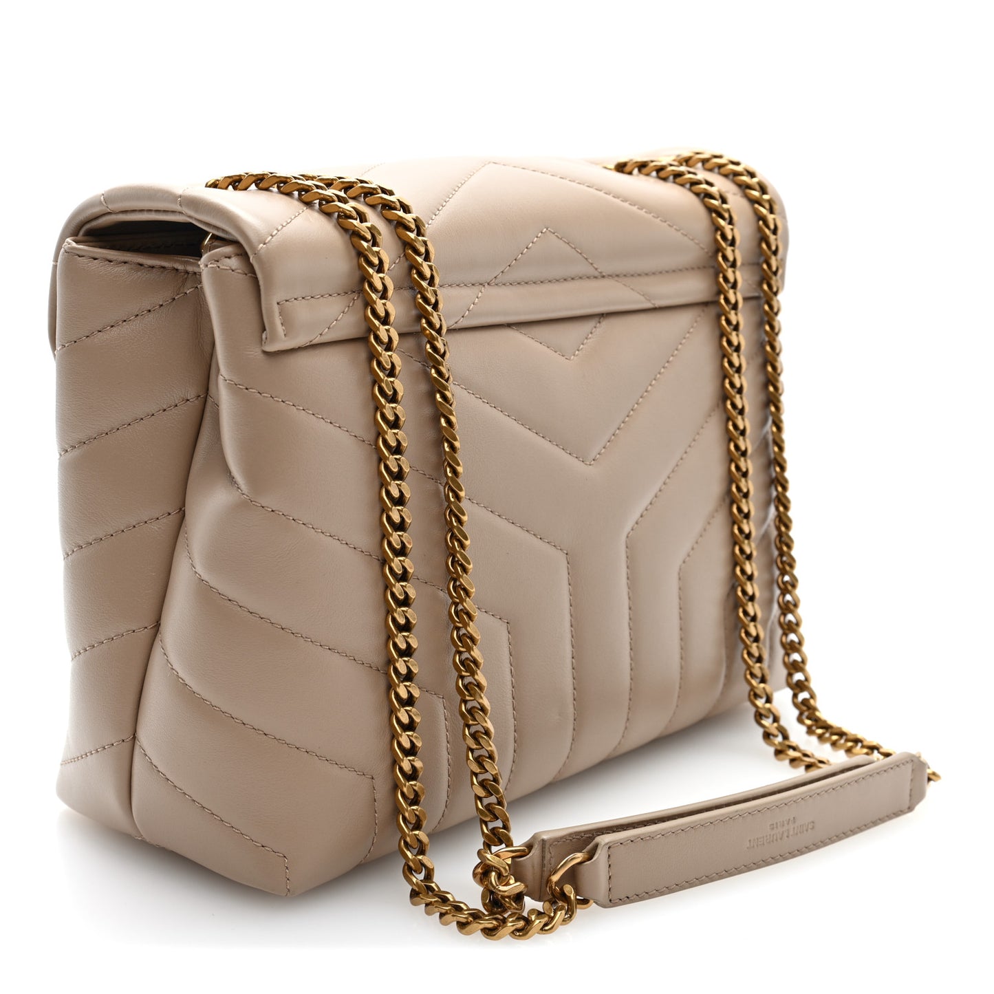 Calfskin Y Quilted Monogram Small Loulou Chain Satchel Dark Beige