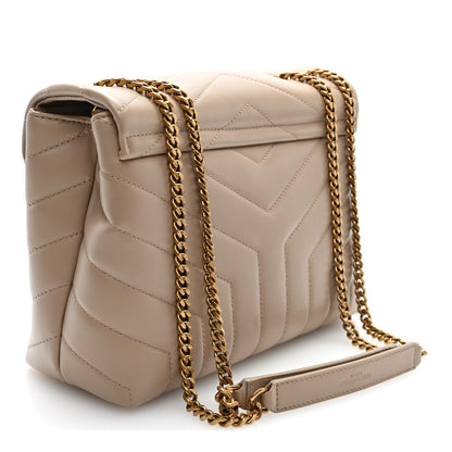 Saint Laurent Calfskin Y Quilted Monogram Small Loulou Chain Satchel Dark Beige 3 of 9
