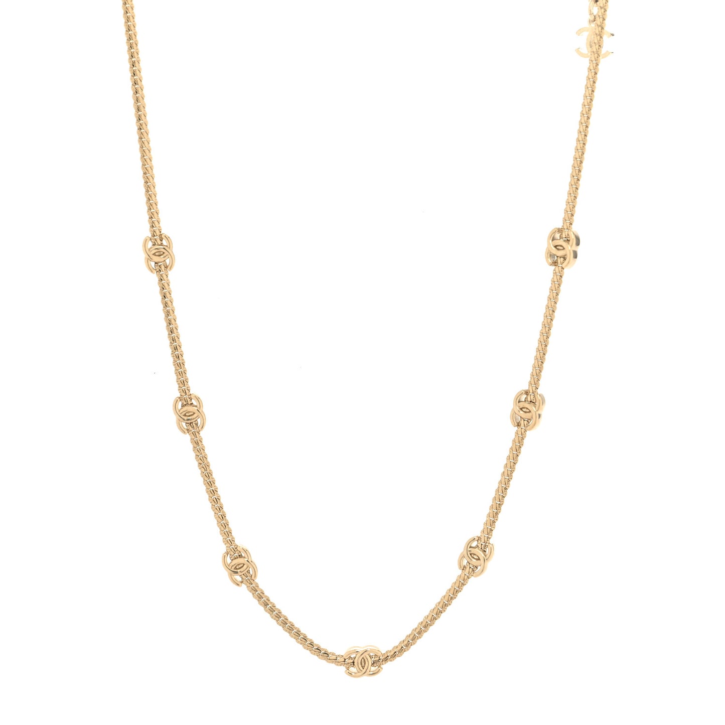 Metal CC Short Chain Necklace Gold