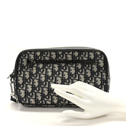 Christian Dior Oblique Wristlet Pouch Blue 2 of 8
