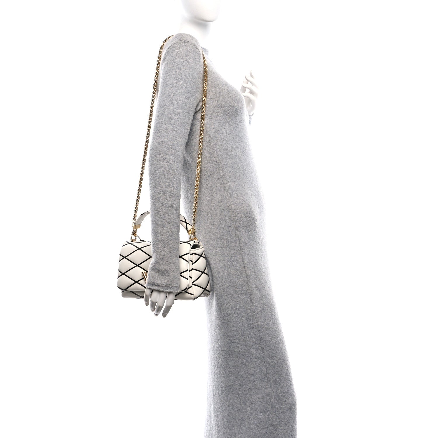 Louis Vuitton Lambskin Malletage Top Handle GO-14 MM White Black 2 of 10