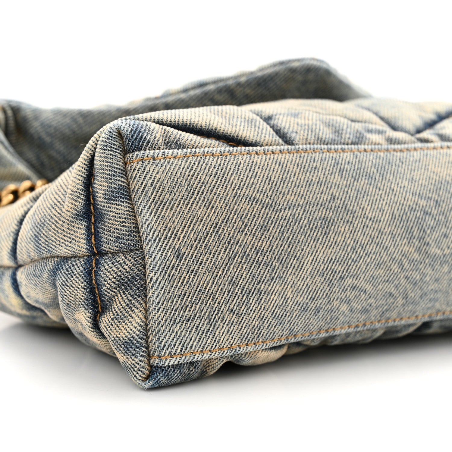 Saint Laurent SAINT LAURENT Denim Quilted Toy Loulou Puffer Monogram Chain Satchel Blue Cinnamon 9 of 14