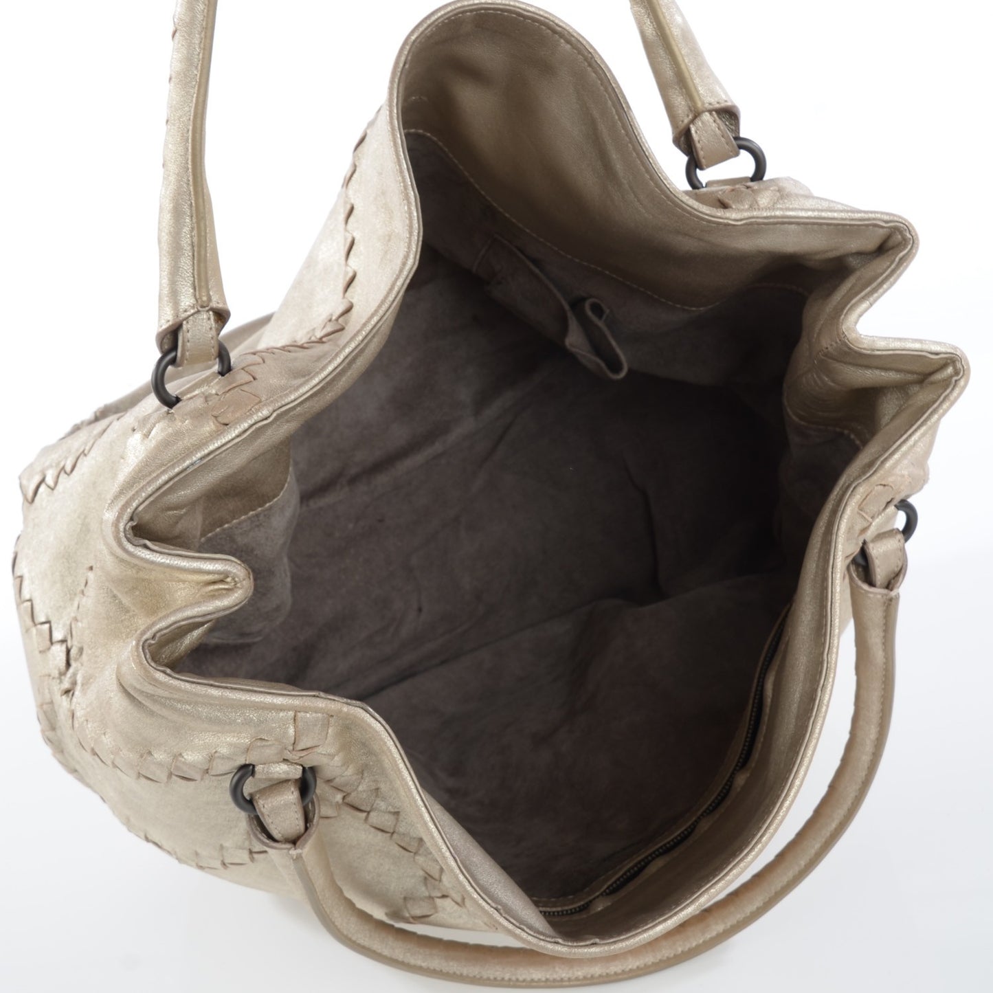 Washed Lambskin Mineral Budoir Tote Gold