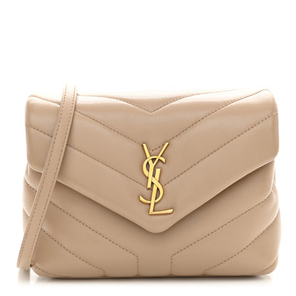 Saint Laurent Calfskin Y Quilted Monogram Toy Loulou Crossbody Bag Dark Beige 1 of 11