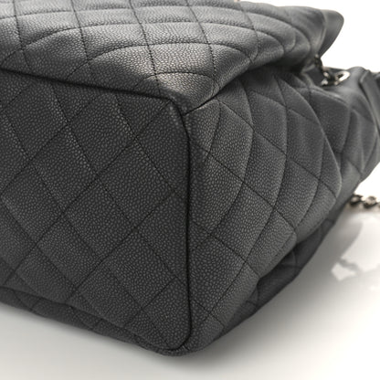 Chanel Caviar Flat Quilted CC Chain Bucket Drawstring Bag Black 9 of 9