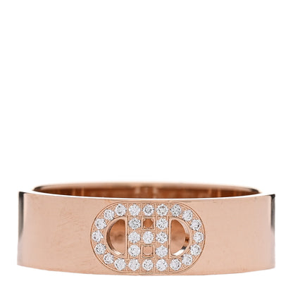 Hermes 18K Rose Gold Diamond PM H D'Ancre Ring 53 6.5 1 of 5