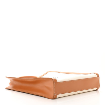 Celine Canvas Calfskin Logo Print Small Vertical Cabas Natural Tan 4 of 11