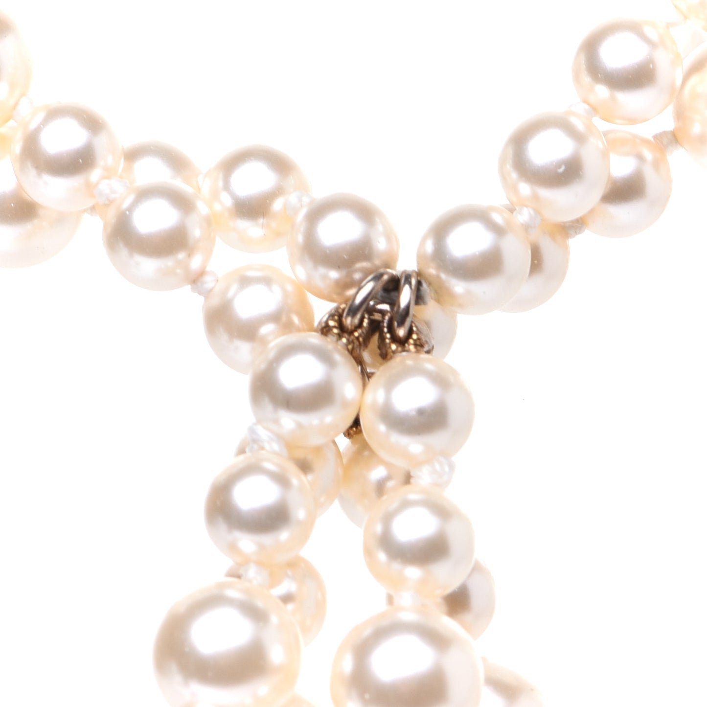 Pearl Multi Strand CC Necklace Gold