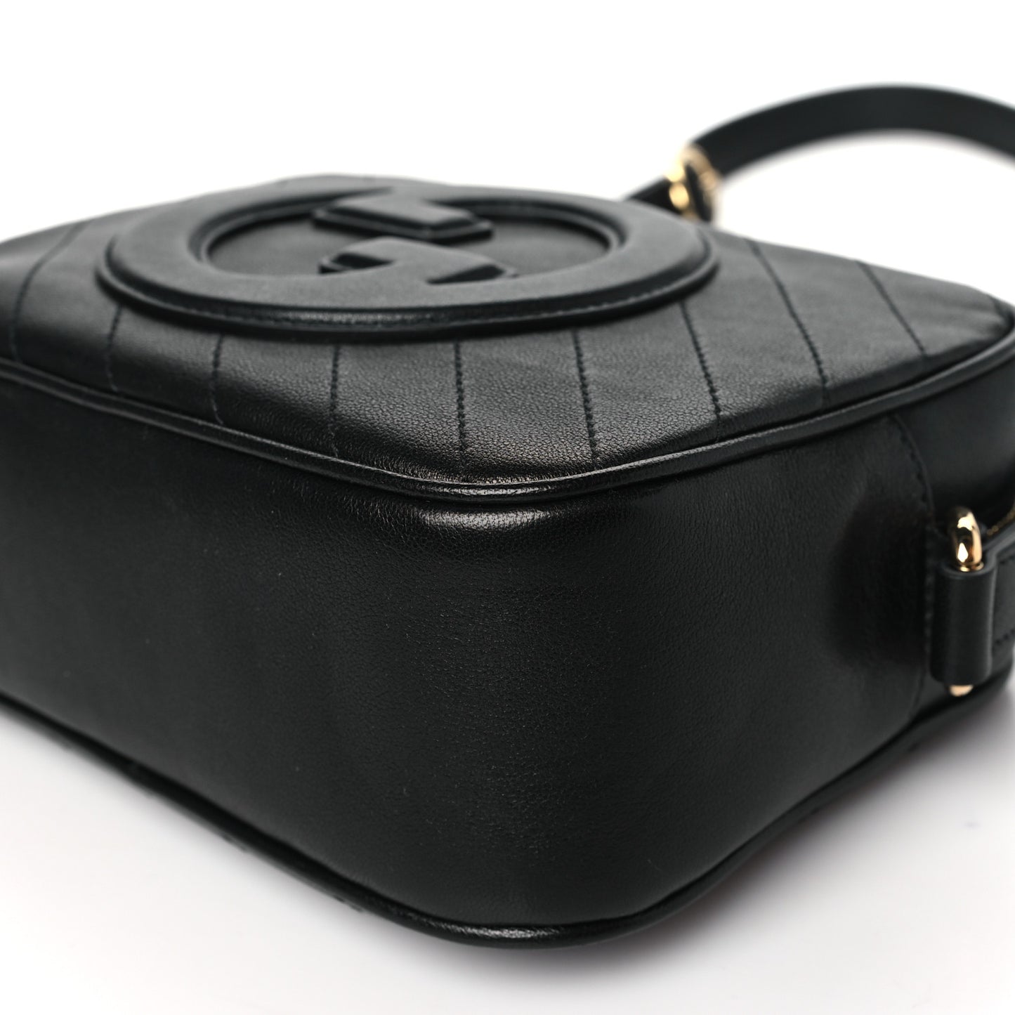 Sakai Be Green Calfskin Diagonal Stitched Small Blondie Shoulder Bag Black