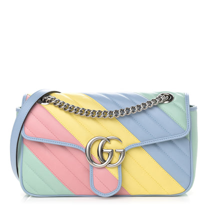 Gucci Calfskin Matelasse Diagonal Small GG Marmont Shoulder Bag Multicolor Pastel 1 of 11