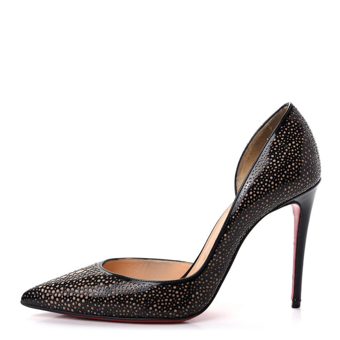 Patent Calfskin Perforated D'Orsay Pumps 35.5 Black