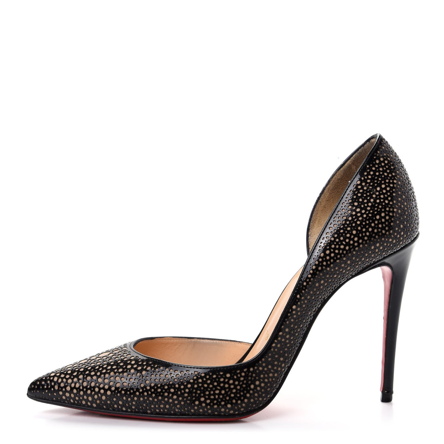Christian Louboutin Patent Calfskin Perforated D'Orsay Pumps 35.5 Black 1 of 10