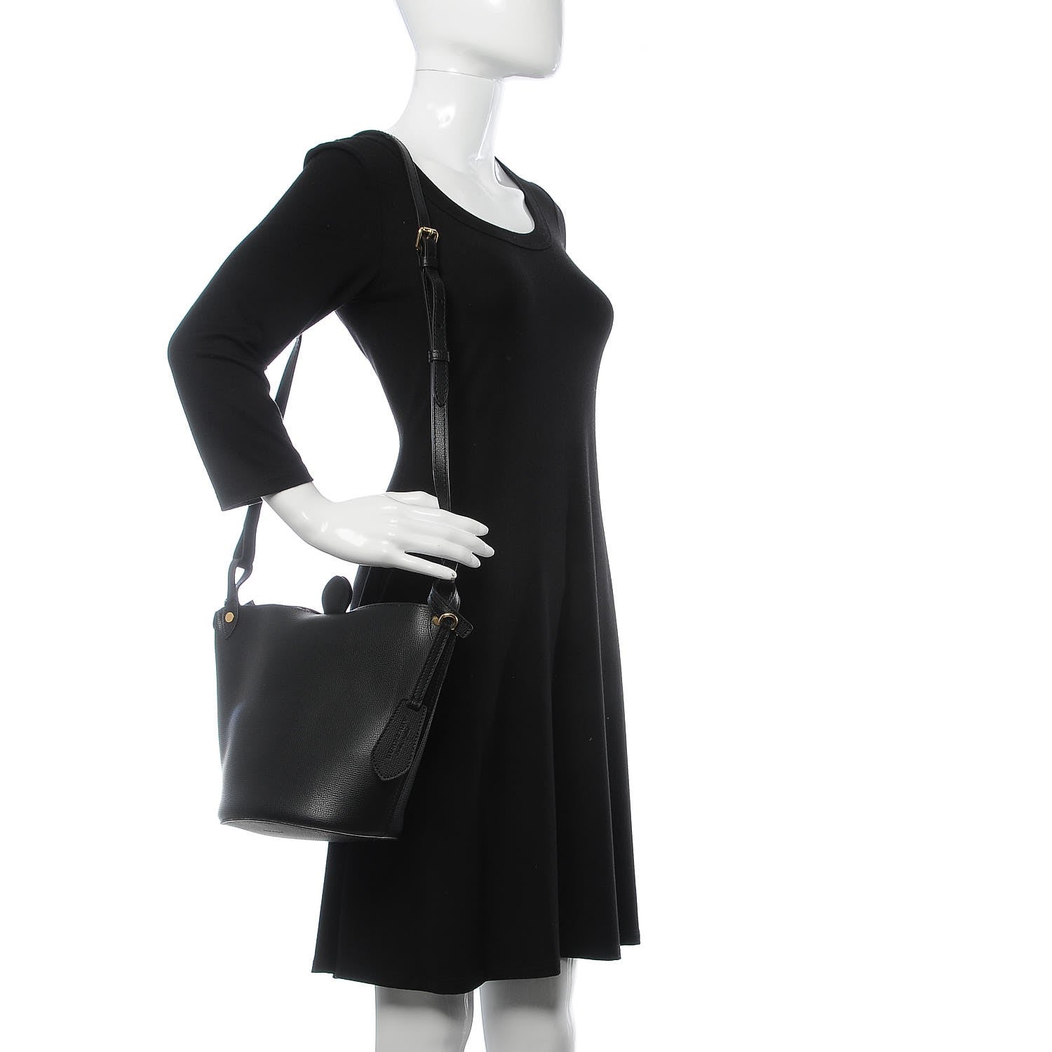 Burberry London Grainy Calfskin Small Lorne Bucket Crossbody Black 2 of 11
