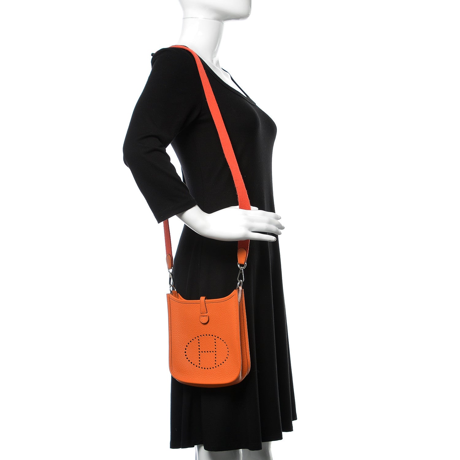 Hermes Taurillon Clemence Amazone Evelyne TPM Orange Peony 2 of 14