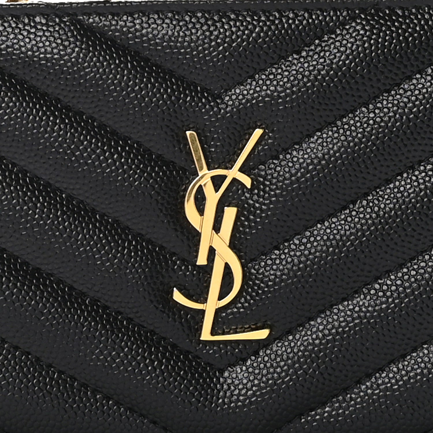 Saint Laurent SAINT LAURENT Grain De Poudre Matelasse Chevron Monogram Zipped Two-Part Wallet Black 8 of 9