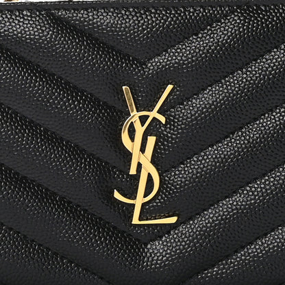 Saint Laurent SAINT LAURENT Grain De Poudre Matelasse Chevron Monogram Zipped Two-Part Wallet Black 8 of 9