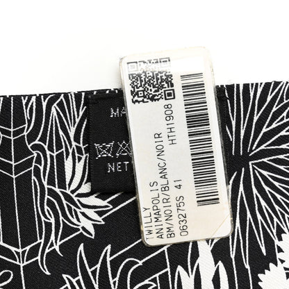 Hermes Silk Animapolis Twilly Black White 3 of 4
