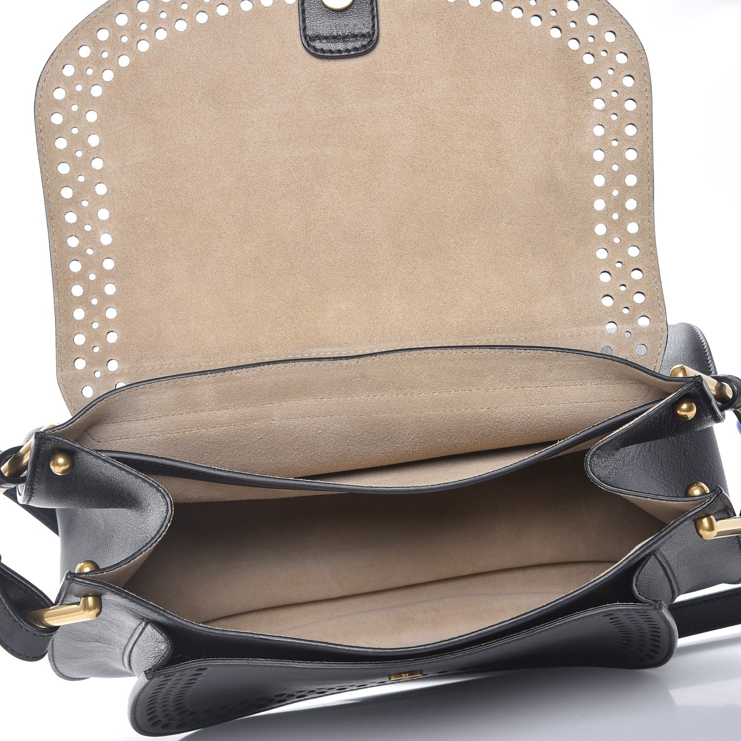 Chloe Calfskin Perforated Medium Hudson Double Carry Shoulder Bag Black 5 of 8