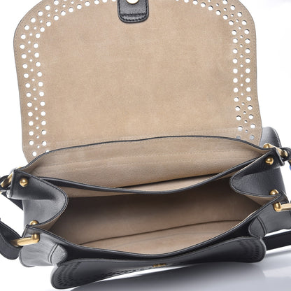 Chloe Calfskin Perforated Medium Hudson Double Carry Shoulder Bag Black 5 of 8