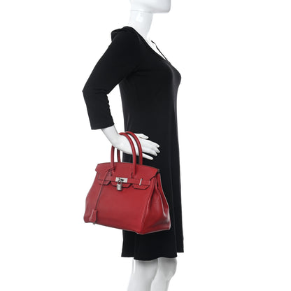 Hermes Taurillon Clemence Birkin 30 Rouge Garance 3 of 12
