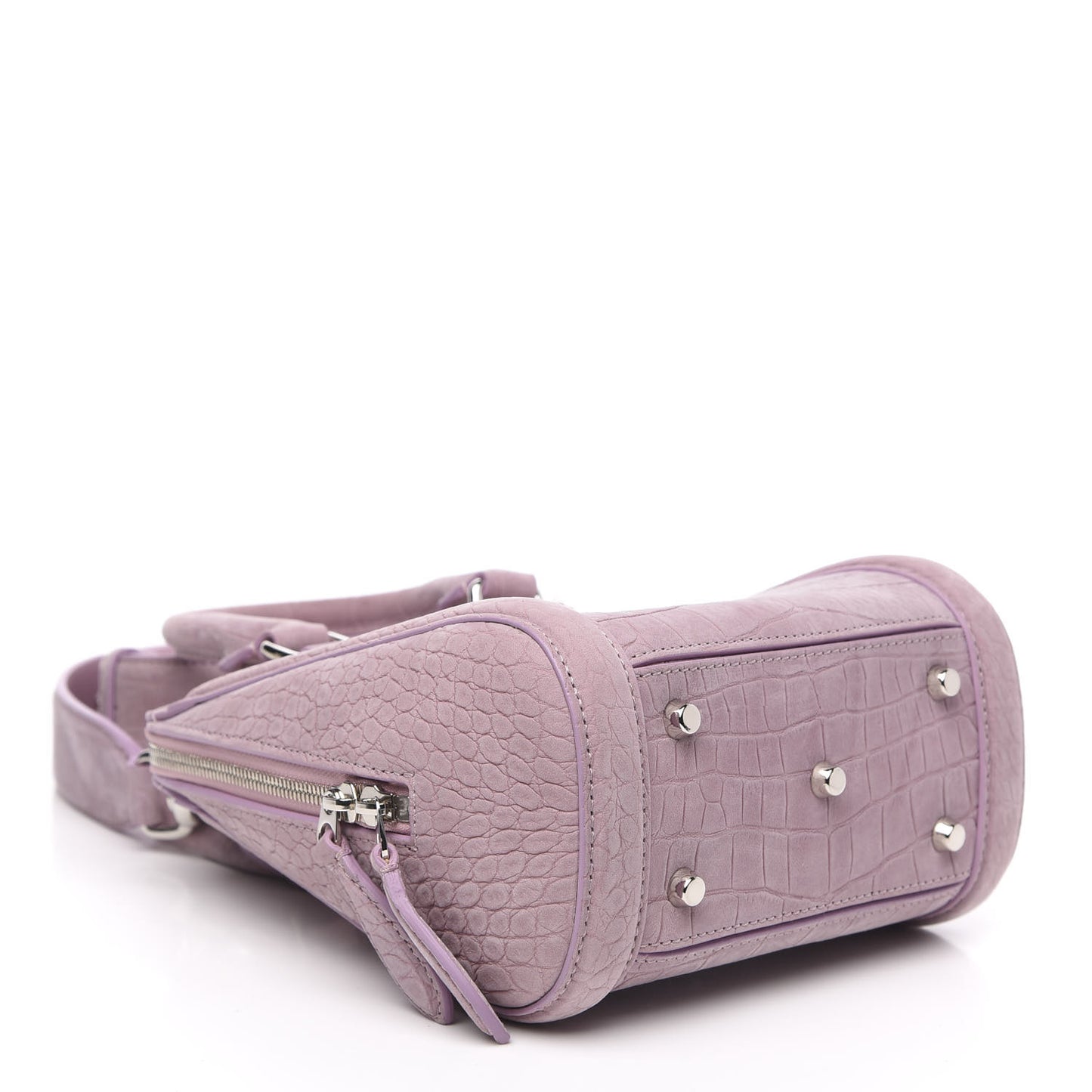 Crocodile Embossed Nubuck Mini Heroine Shoulder Bag Lilac