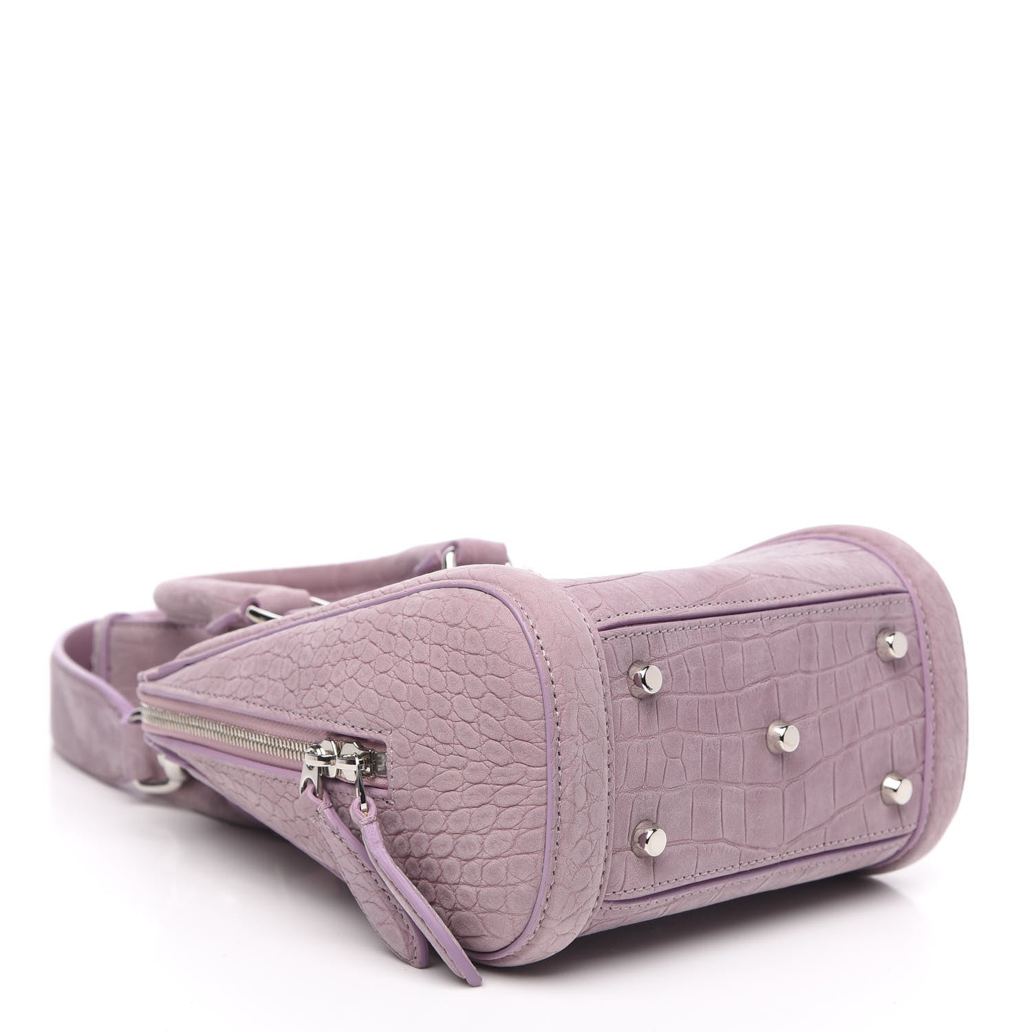 Alexander McQueen Crocodile Embossed Nubuck Mini Heroine Shoulder Bag Lilac 4 of 9