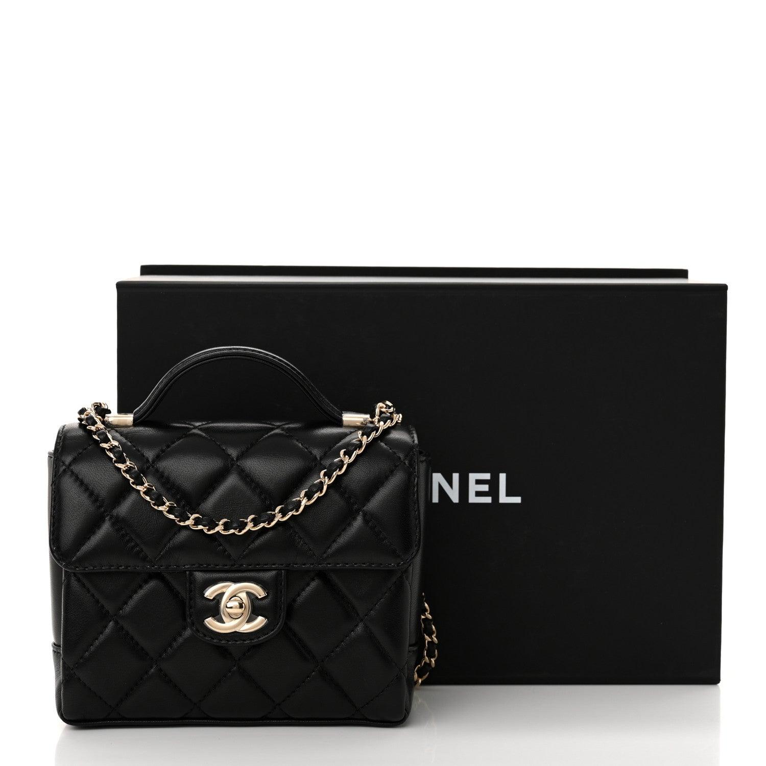 Chanel Lambskin Quilted Mini Top Handle Square Flap Black 11 of 11