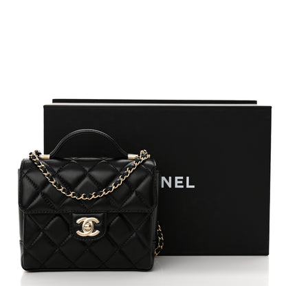 Chanel Lambskin Quilted Mini Top Handle Square Flap Black 11 of 11