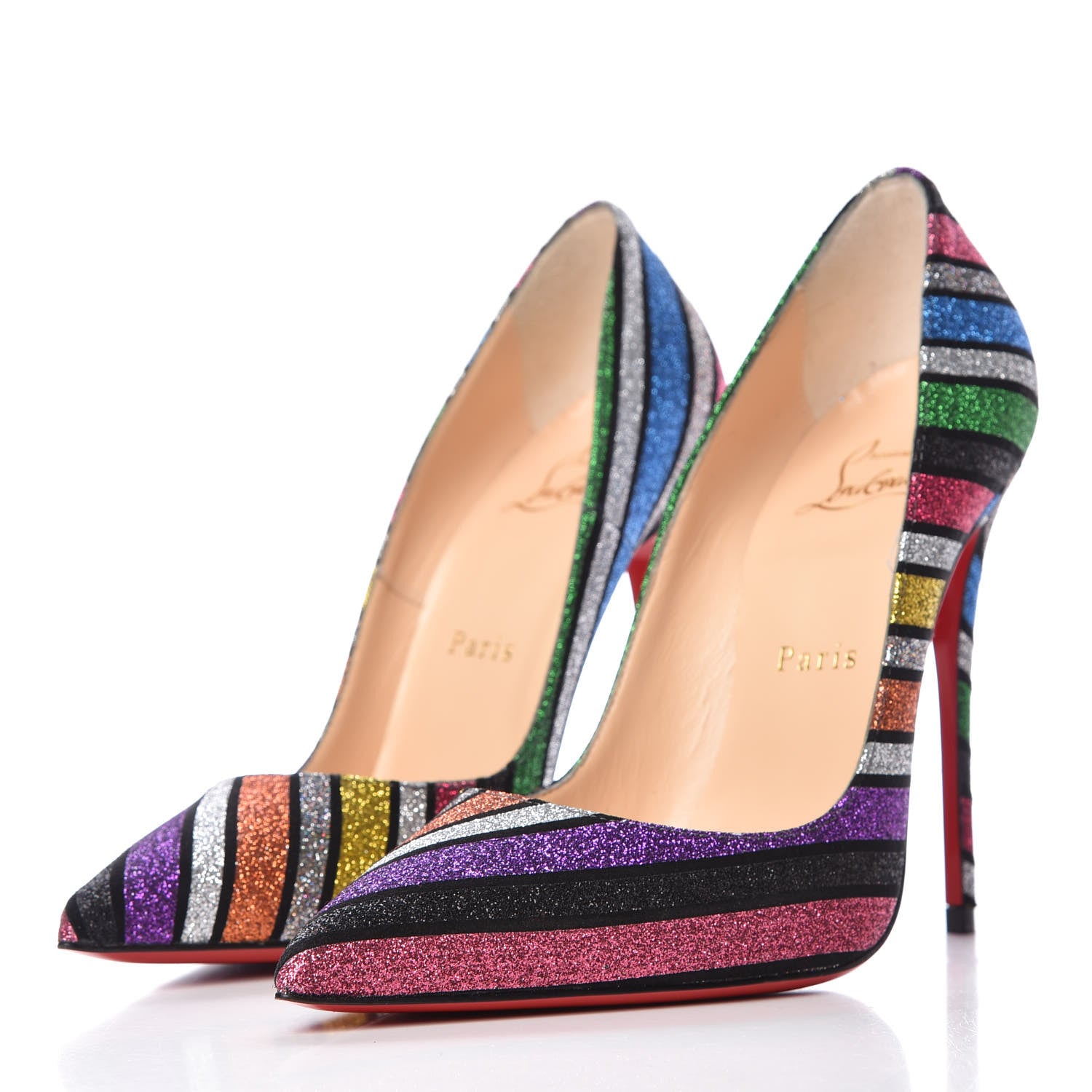 Christian Louboutin Suede Stripyglitter So Kate 120 Pumps 36.5 Multi 3 of 8
