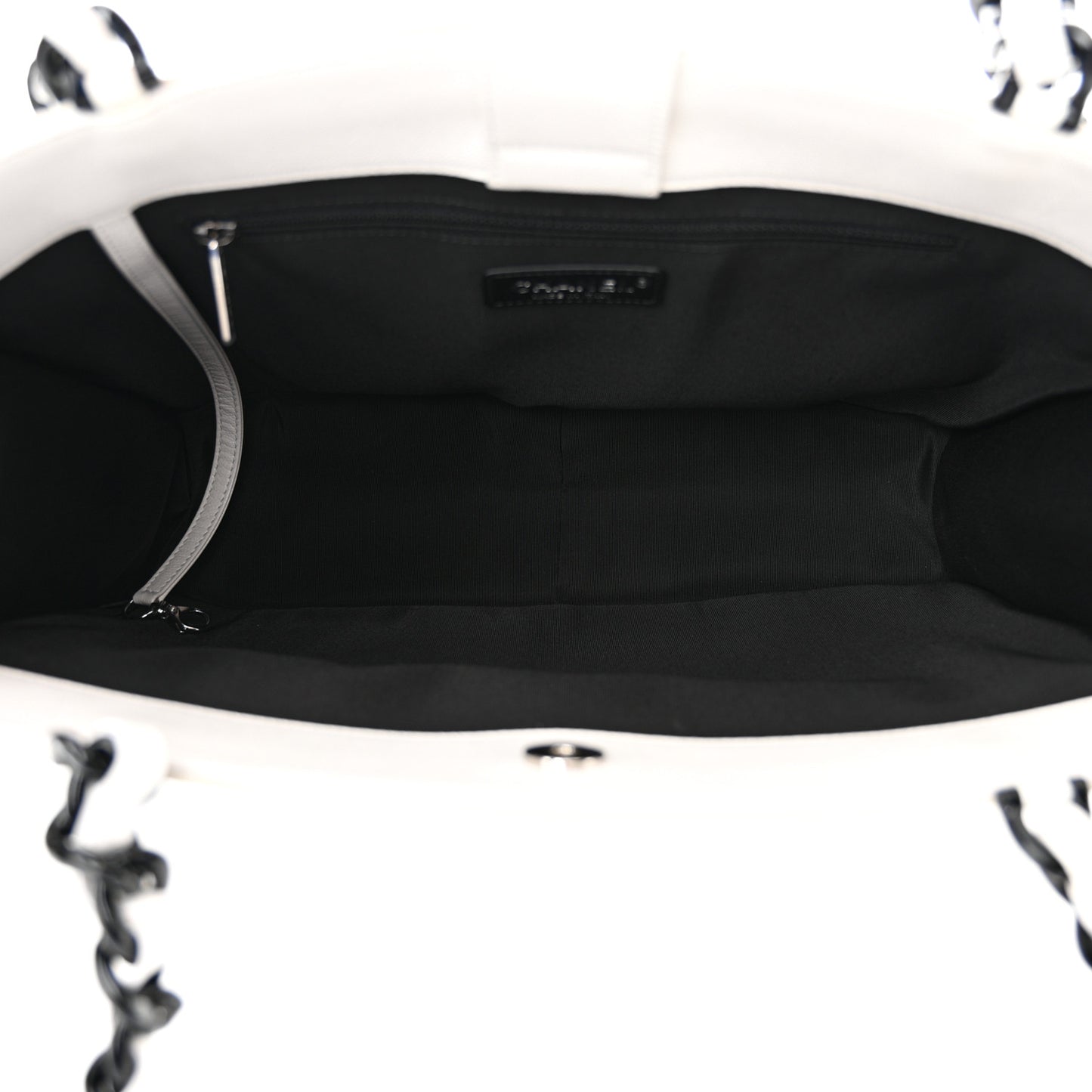 Caviar Quilted My Everything Large Shopping Tote White Black