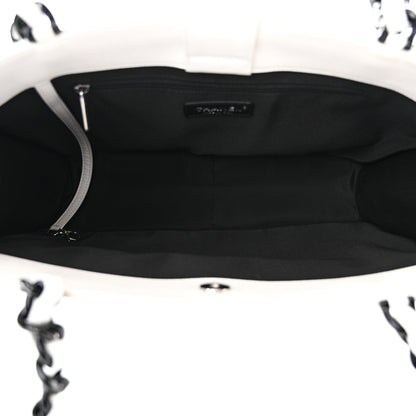 Chanel Caviar Quilted My Everything Large Shopping Tote White Black 5 of 15