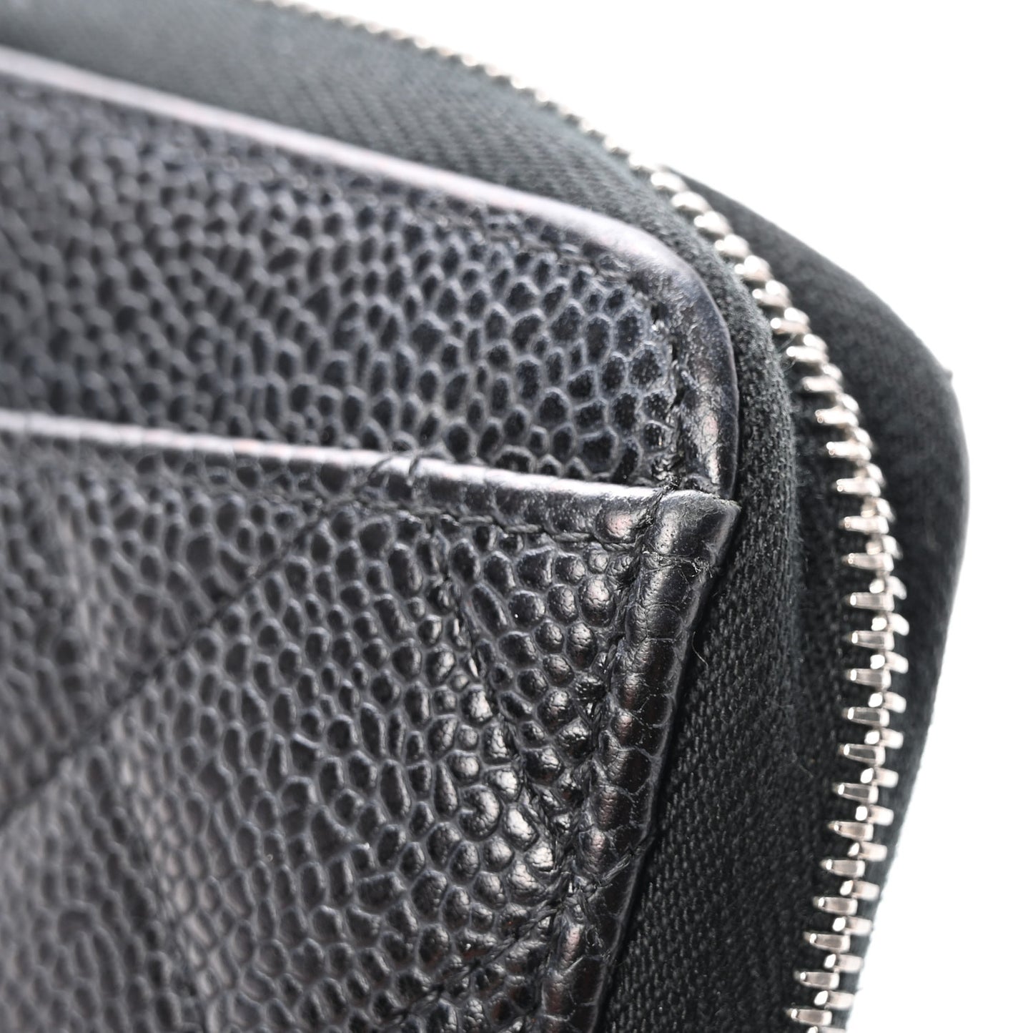 Caviar Quilted Large Gusset Zip Around Wallet Black